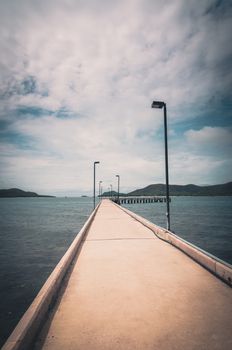 Green island road concrete and sea nature landscape in Thailand vintage