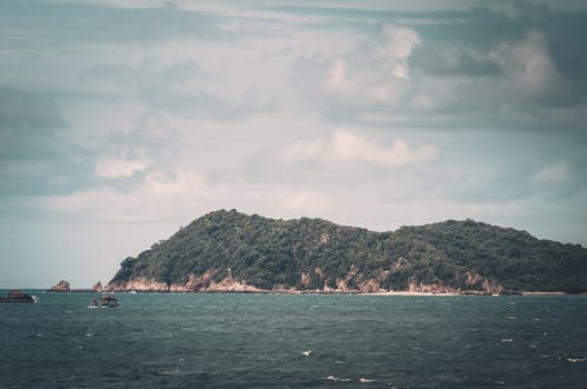 Green island and sea nature landscape in Thailand vintage