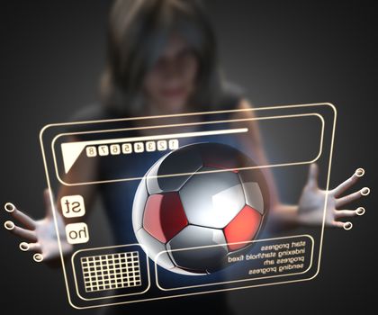 woman and hologram with soccer ball