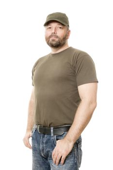 An image of a handsome man with a beard body isolated on white