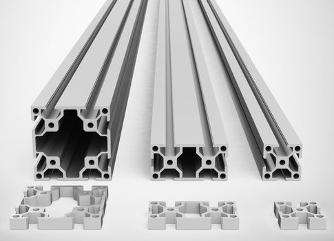 3d generated picture of some different metal profiles