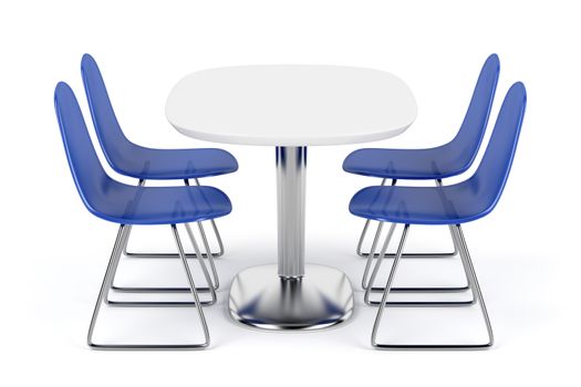 Dining table and chairs on white background