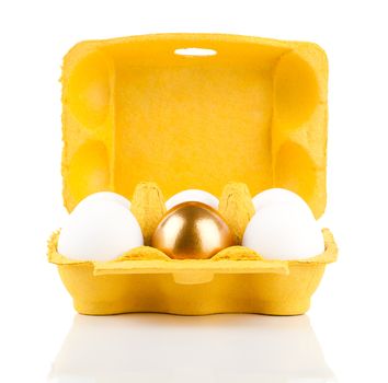 golden egg in the package, concept of Making Money, isolated on white background