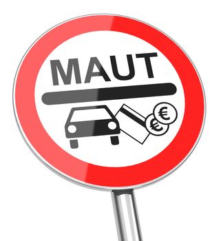 3d generated picture of a car toll sign (with german word MAUT)