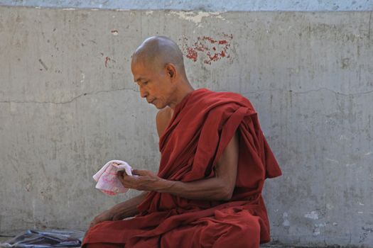 A Buddhist monk at a monastery in Myanmar Feb 2015 No model release Editorial use only