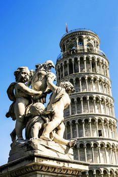 Pisa, Piazza dei miracoli, with the Basilica and the leaning tower. 