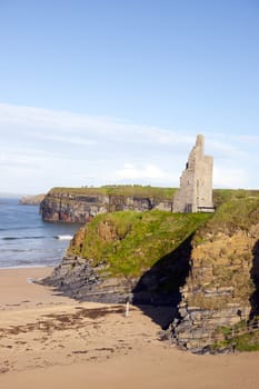 view of the castle beach and cliffs in Ballybunion county Kerry Ireland