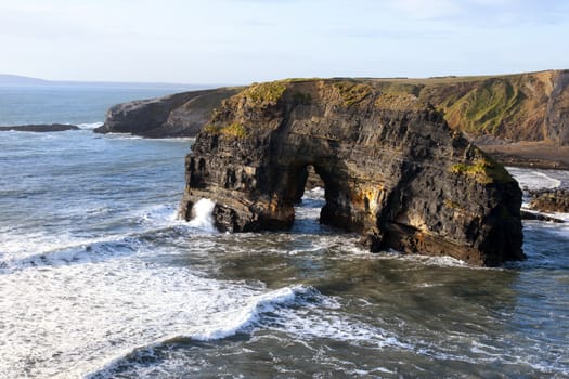 view from the cliff walk on the wild atlantic way in county Kerry Ireland of the virgin rock