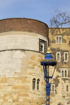 Tower of London detail  with blue lamp