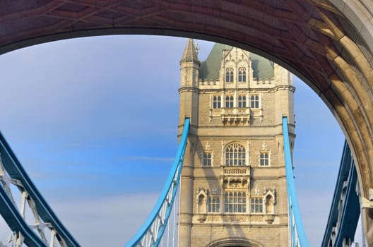 Tower of Tower Bridge through arch