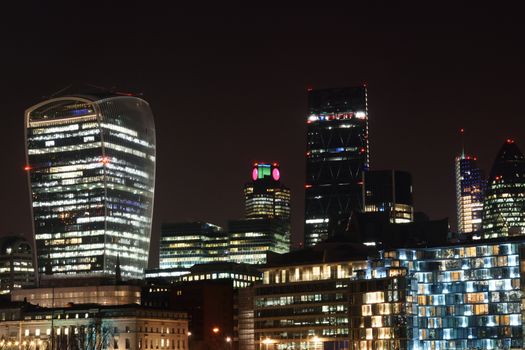 City Towers London at night