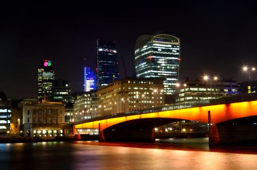 City of London from south of thames at night