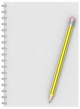 3d generated picture of a notebook and a pencil
