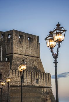 detail of the Castle dell'Ovo in the bay of Naples, Italy