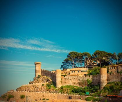 Vila Vella fortress in Tossa de Mar, Spain - JUNE 19, 2013. instagram image retro style
