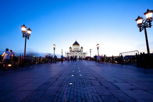 Cathedral of Christ the Saviour church at evening. Moscow, Russia - 01.06.2014, editorial use only