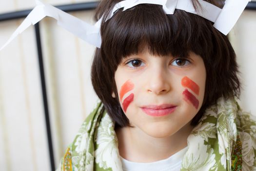 boy in a American Indian image. portrait.