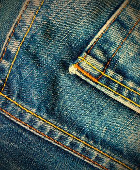 seams of jeans, close-up. instagram image retro style