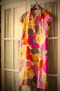 cotton summer dress on the hanger, instagram image retro style