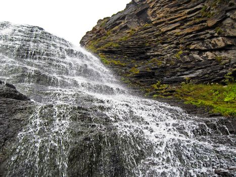 Waterfall Girlish Braids Between The Mountains Of Northern Caucas