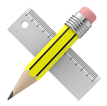 3d generated picture of a pencil and a ruler