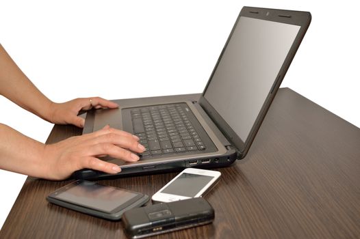 Close-up of business people hands during work