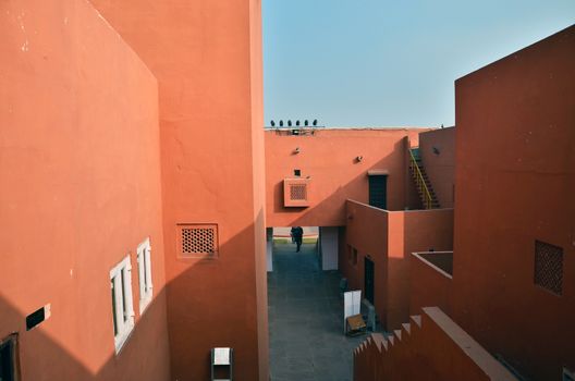 Jaipur, India - January 31, 2014: Indian People visit Jawahar Kala Kendra on January 31, 2014. Jawahar Kala Kendra (JKK) is a multi arts centre located in Jaipur in India. It was built by Rajasthan government.