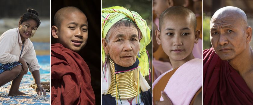 Faces of Myanmar (Burma) - Local Burmese people 