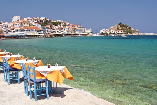 Scene in Kokkari on Samos, Greece