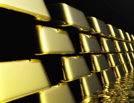 Diugital Illustration of Gold Bullions