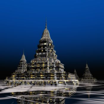 Digital Illustration of a surreal Pagoda