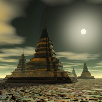 Digital Illustration of a surreal Pagoda