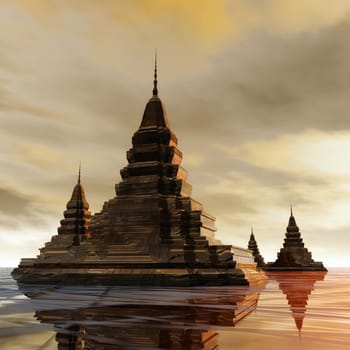 Digital Illustration of a surreal Pagoda