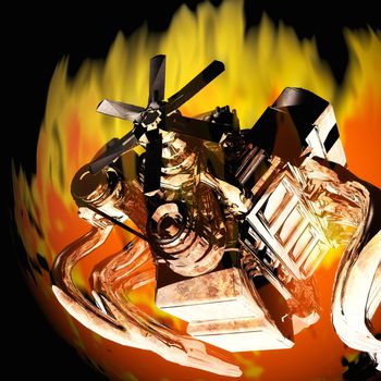 Digital Illustration of a flaming Engine