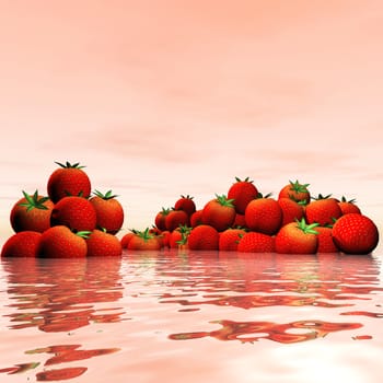 Digital Illustration of Strawberries