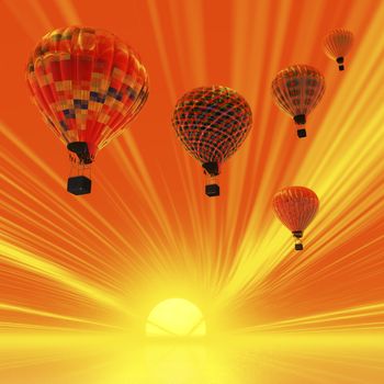 Digital Illustration of Hot Air Balloons