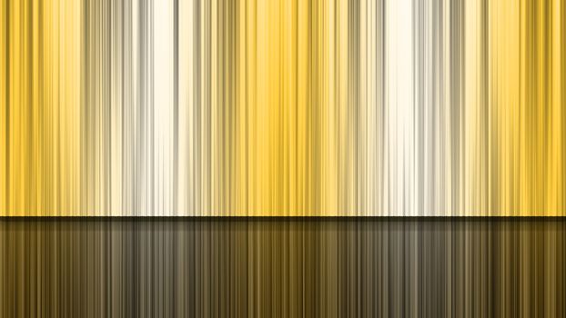 The yelow  blinds and reflection of stage backdrop, with the Illustraion.