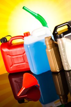 Canisters, Liquids for car on vivid moto concept