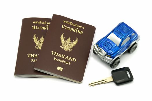 Thailand Passport and Car for Travel Concept