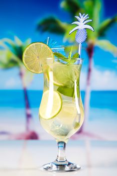 Fresh mojito drink in exotic colorful theme