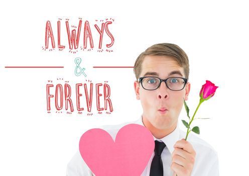 Romantic geeky hipster against always and forever