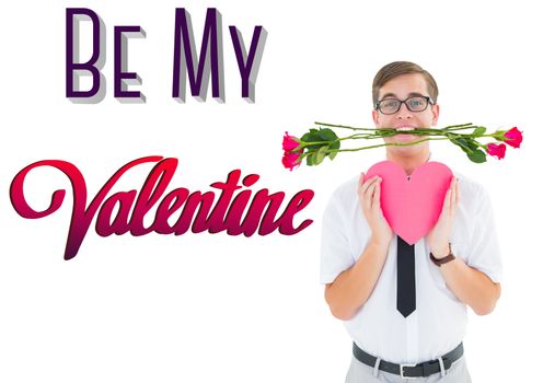 Romantic geeky hipster against be my valentine