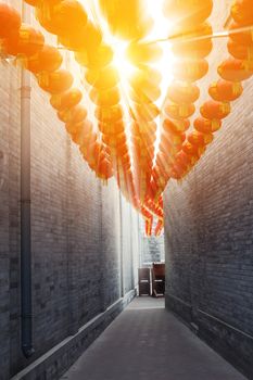 red lantern in the alley,Beijing