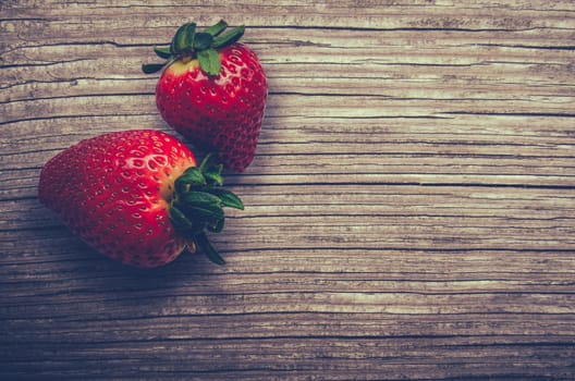 Fresh Organic Strawberries On A Rustic Wooden Table With Copy Space