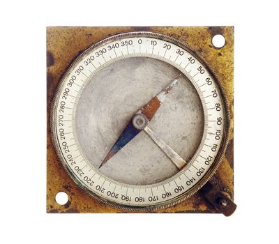 Detail of the old and used magnetic compass