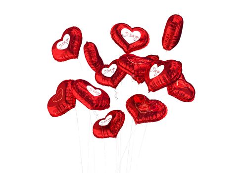 Valentines love hearts against heart balloons