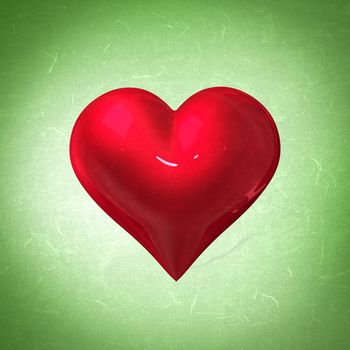 red heart against green vignette