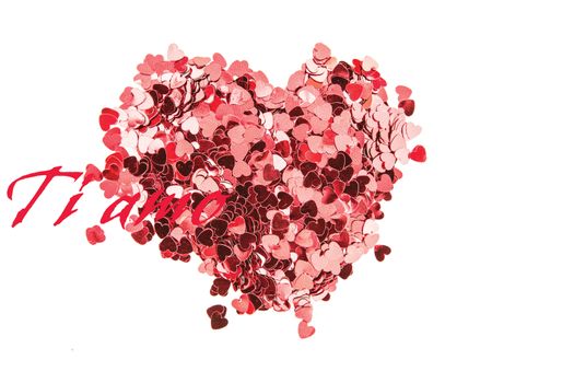 Valentines confetti against ti amo