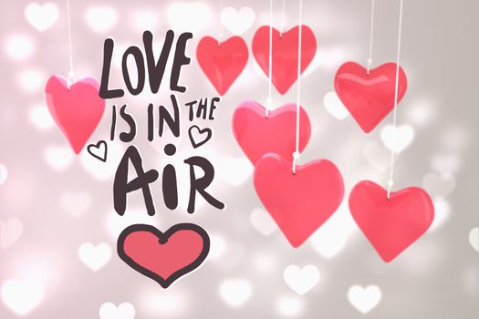 love is in the air against valentines heart design