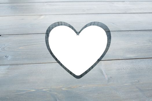 Heart cut out in wood